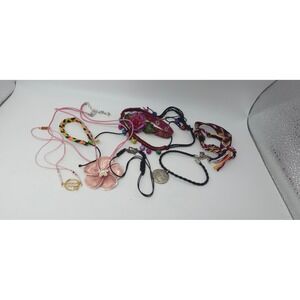 Boho Jewelry Lot 8pc String Pendant Necklaces & Braided Floral Bracelets Set